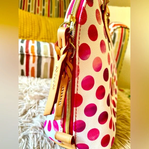 Dooney & Bourke Kendall Pink and Red Polka Dot Satchel - Picture 5 of 14